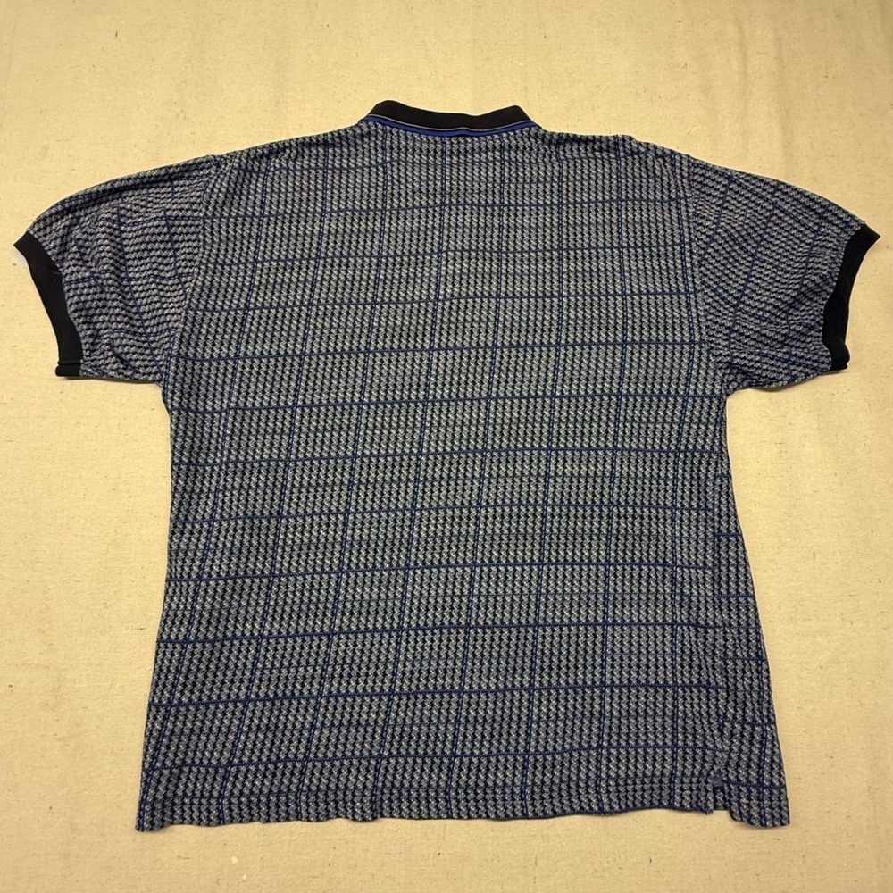 Pierre Cardin Mens XXL Polo Shirt Blue Grid Textured Knit Short Sleeve RN 40330 - Picture 2 of 8
